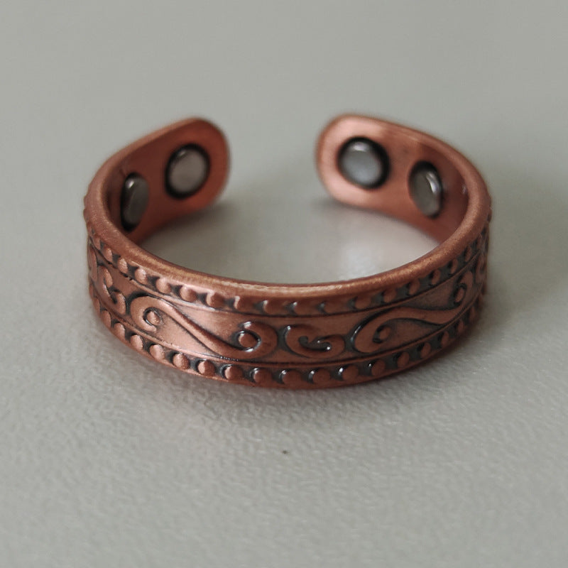 retro solid color copper magnetic unisex open rings