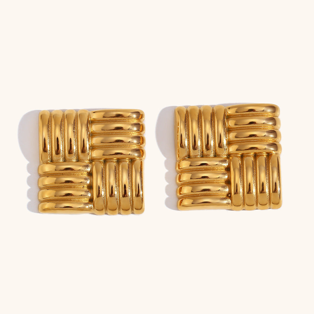 1 pair classic style solid color plating stainless steel 18k gold plated ear studs