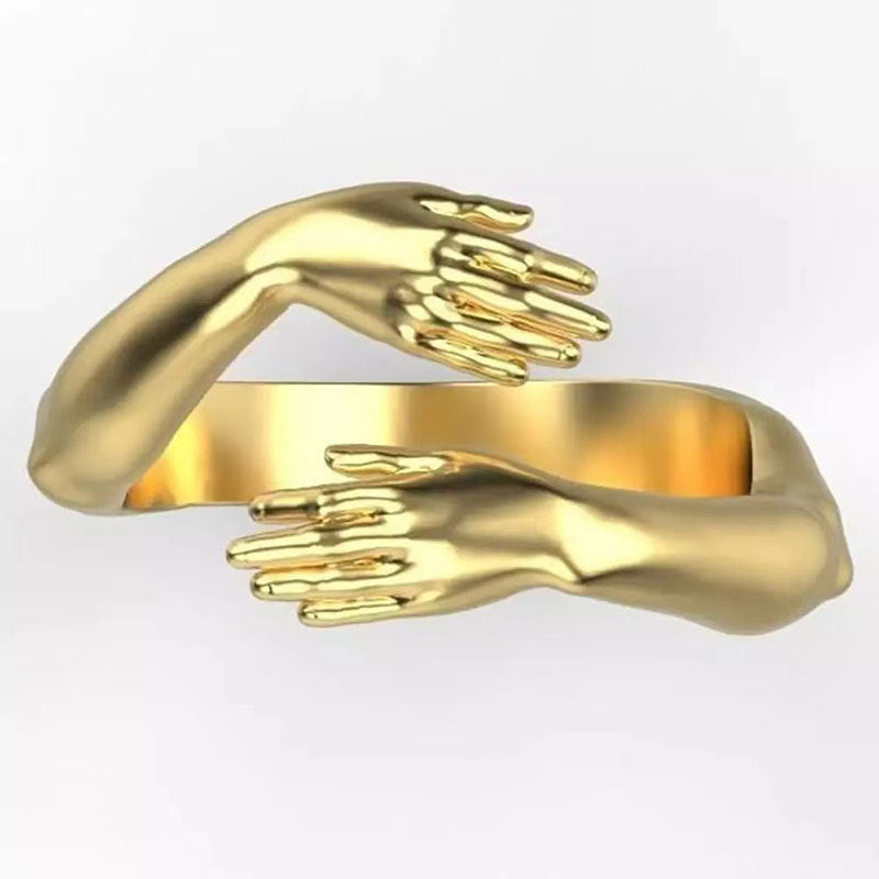 simple style commute solid color metal asymmetrical plating gold plated men's rings