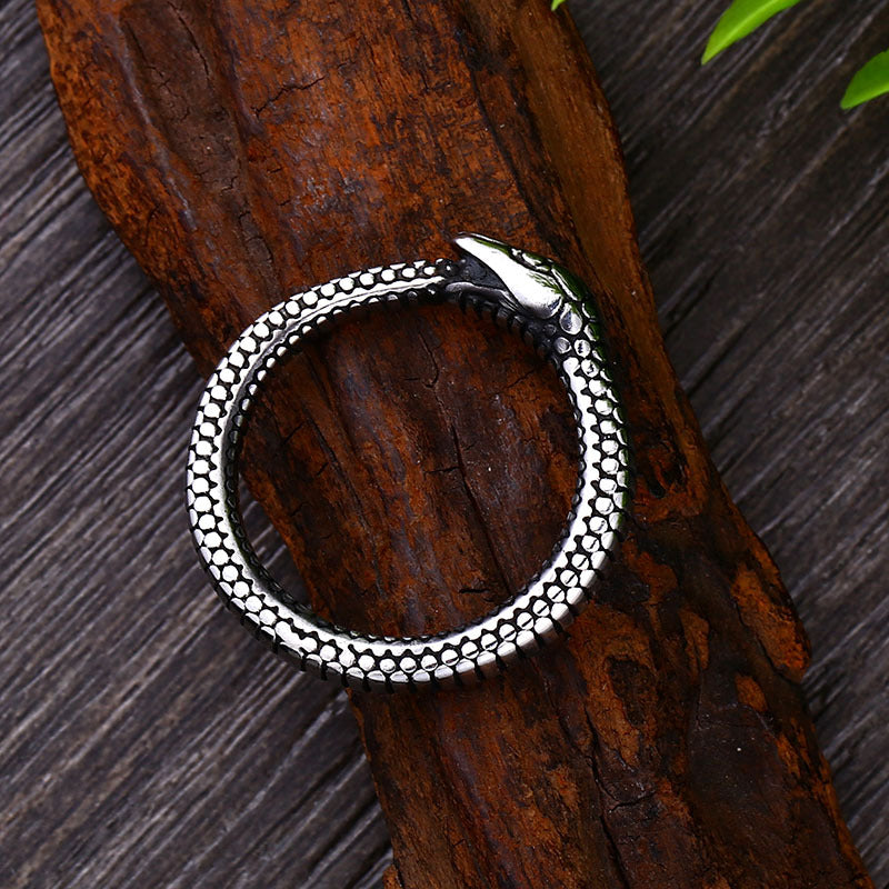 retro snake titanium steel polishing men's rings