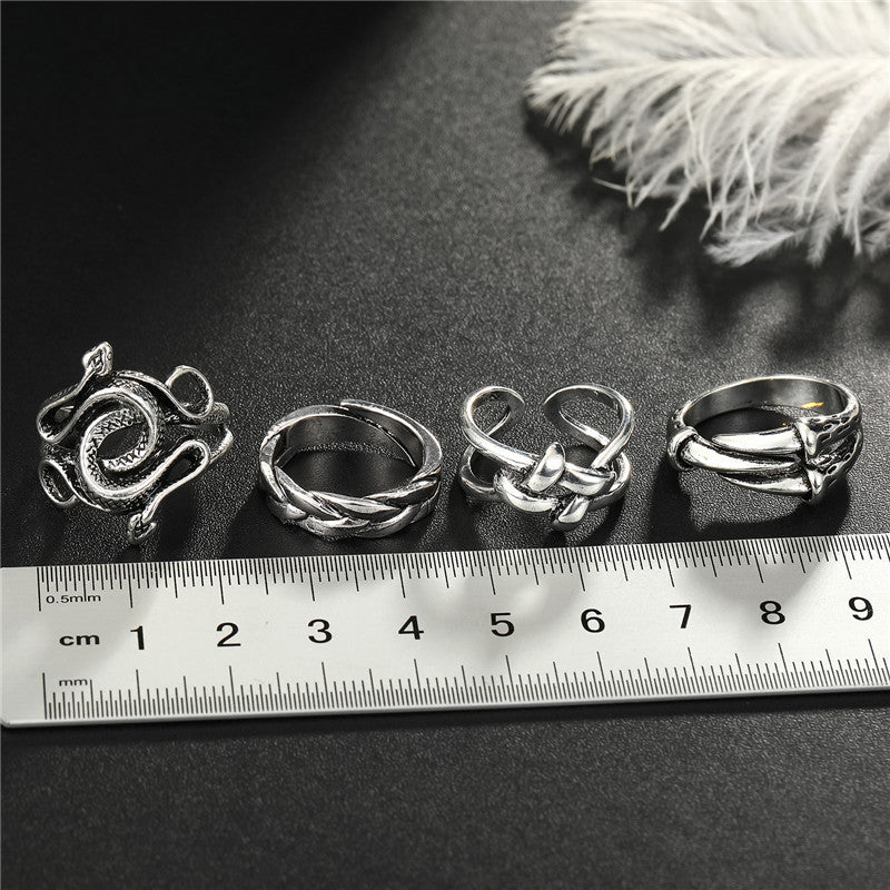 punk winding snake paw animal ring