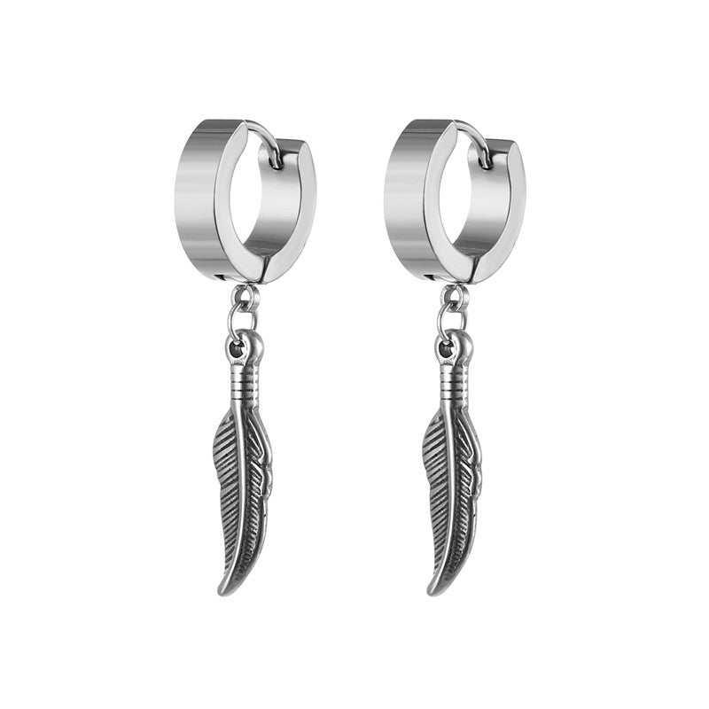 1 piece retro wings snake stainless steel plating hollow out drop earrings