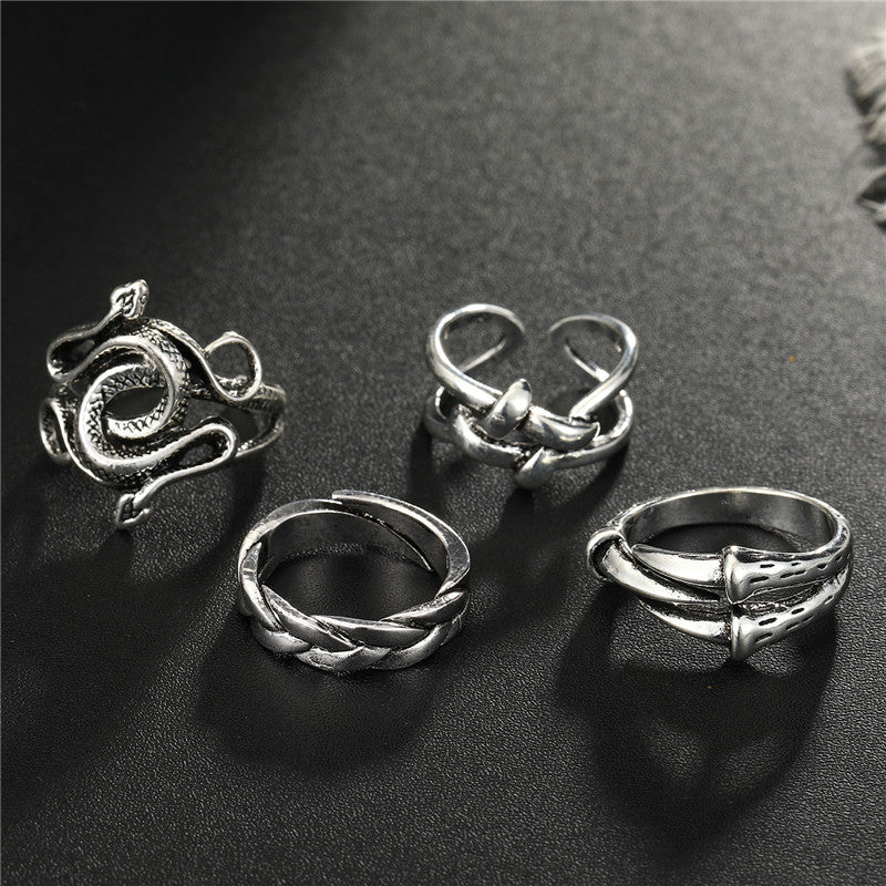 punk winding snake paw animal ring