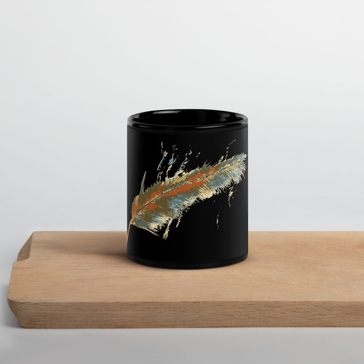 Feathers Black Glossy Mug