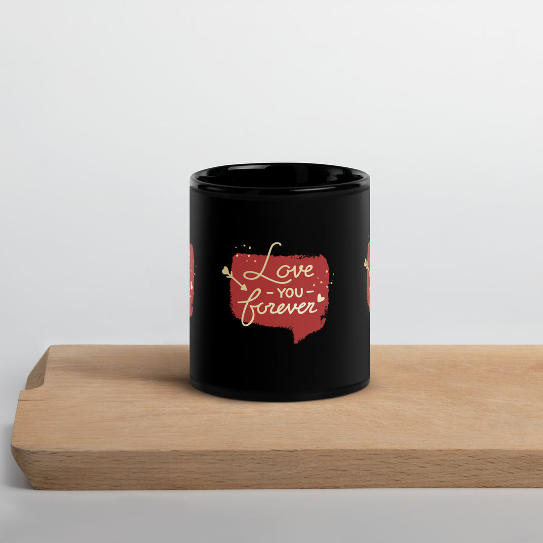 Love You Forever Black Glossy Mug