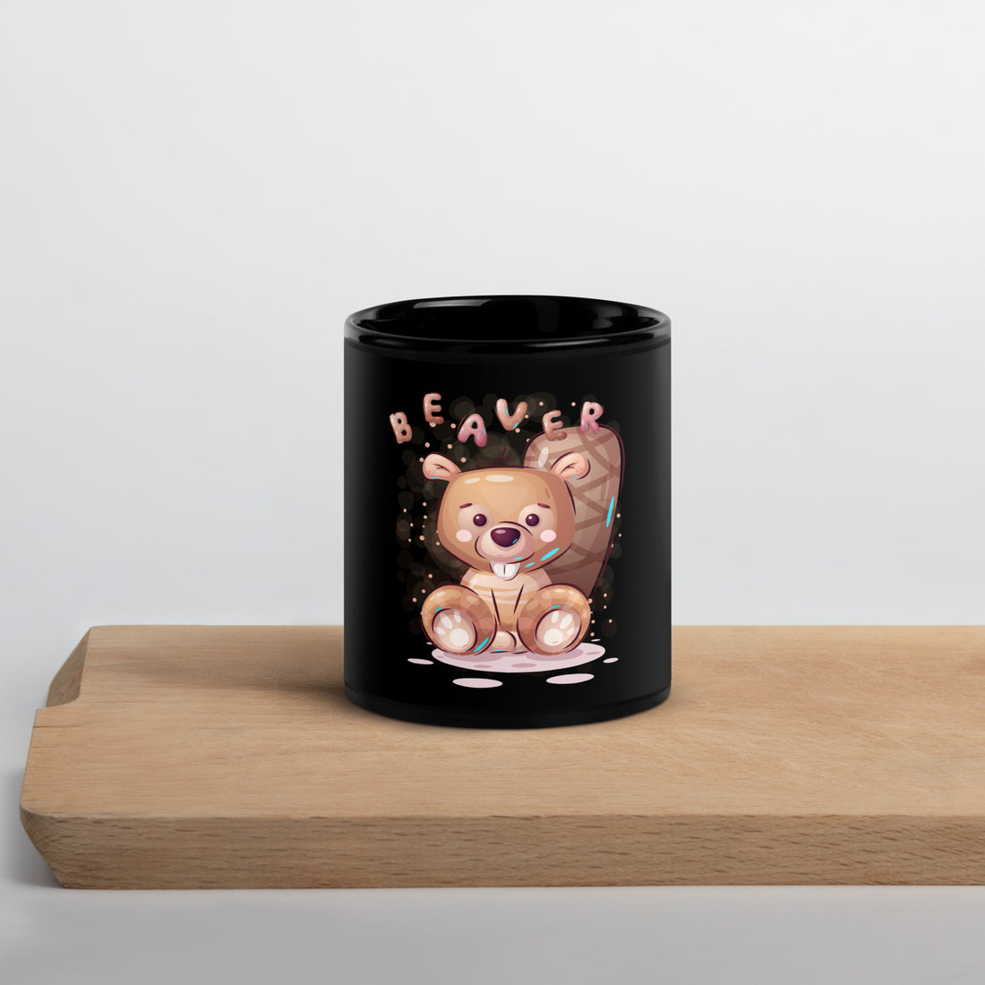 Beaver Black Glossy Mug