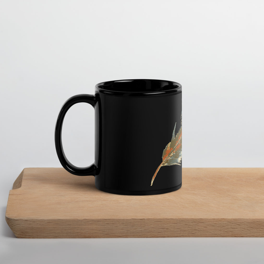 Feathers Black Glossy Mug