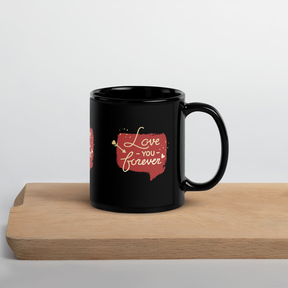 Love You Forever Black Glossy Mug