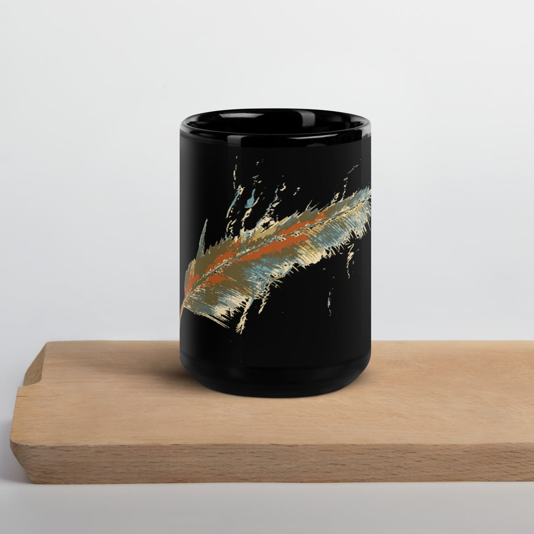 Feathers Black Glossy Mug