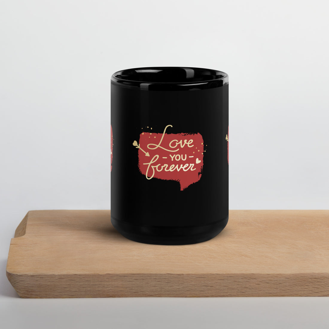 Love You Forever Black Glossy Mug