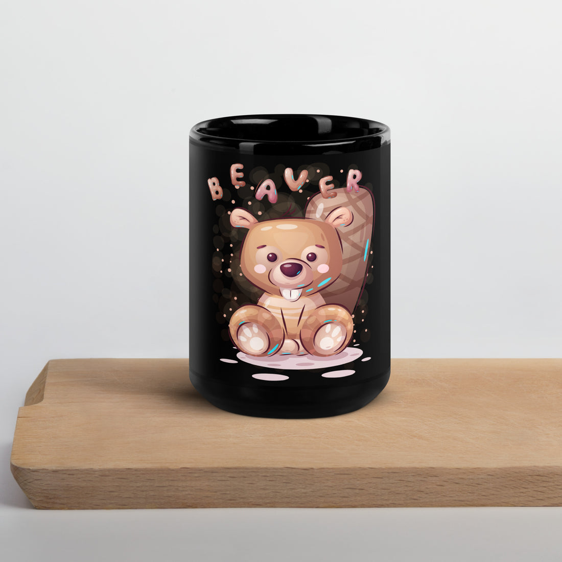 Beaver Black Glossy Mug