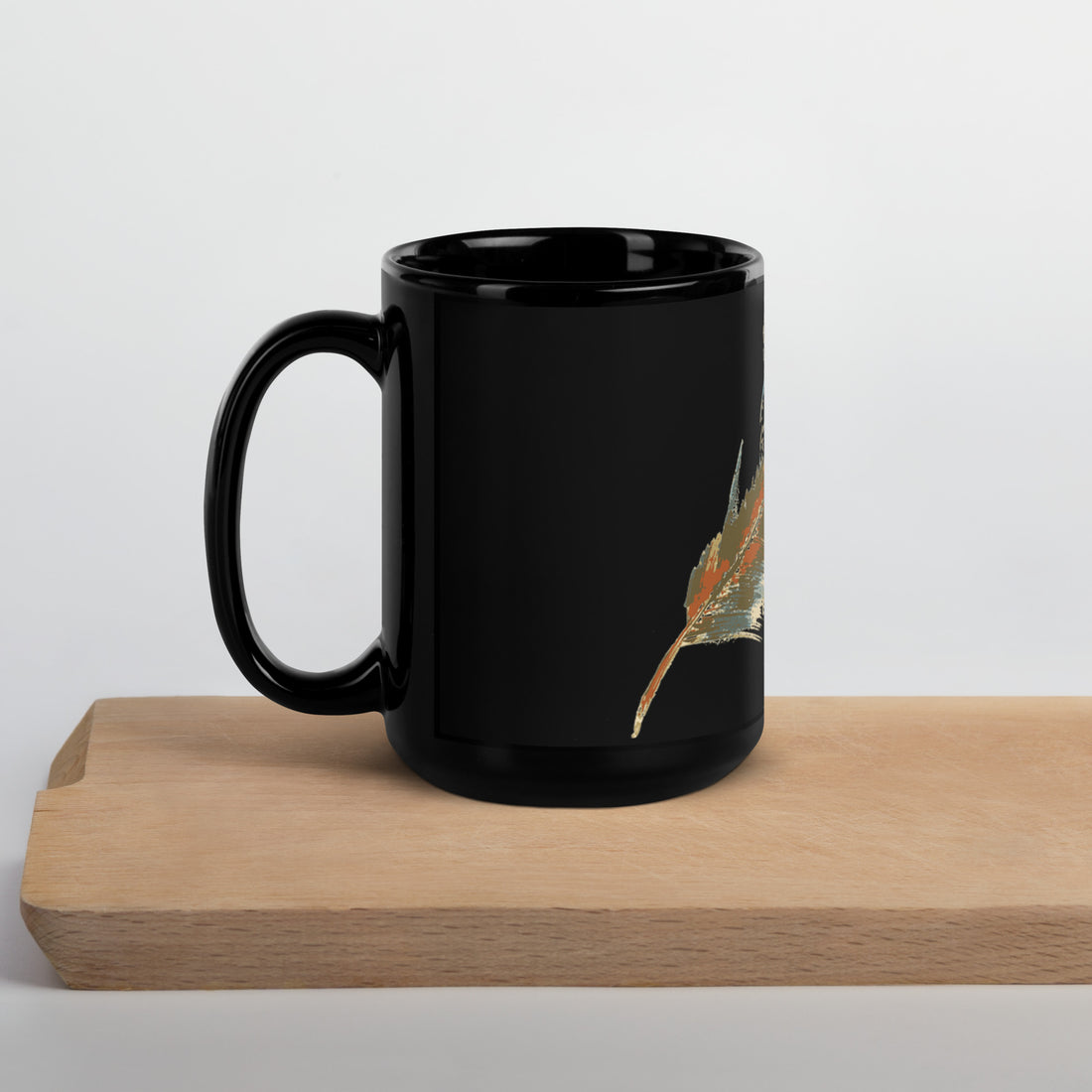 Feathers Black Glossy Mug