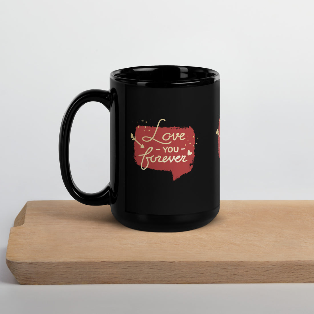 Love You Forever Black Glossy Mug