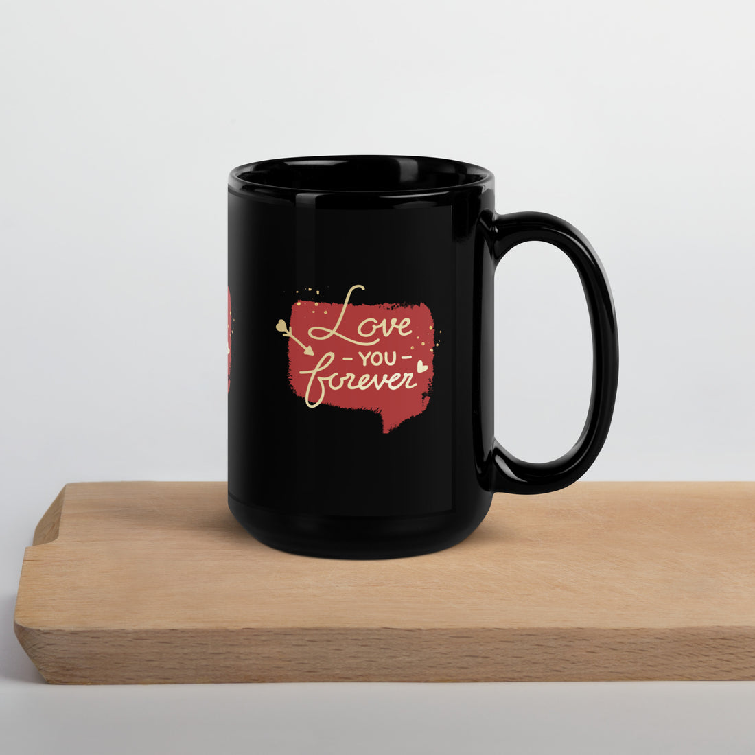 Love You Forever Black Glossy Mug