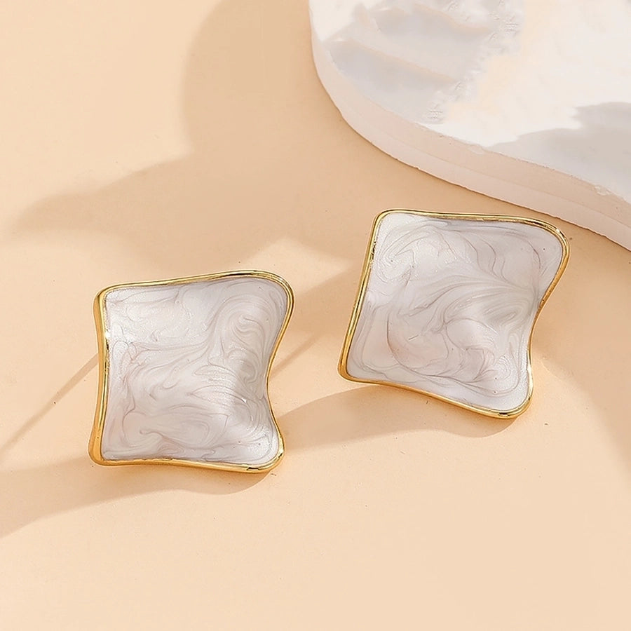 1 Pair Retro Commute Irregular Solid Color Irregular Enamel 304 Stainless Steel 18K Gold Plated Ear Studs