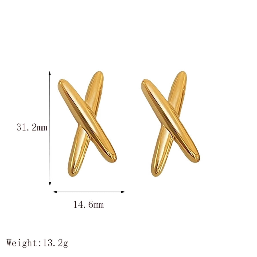 1 Pair Simple Style Commute letter 304 Stainless Steel 18K Gold Plated Ear Studs