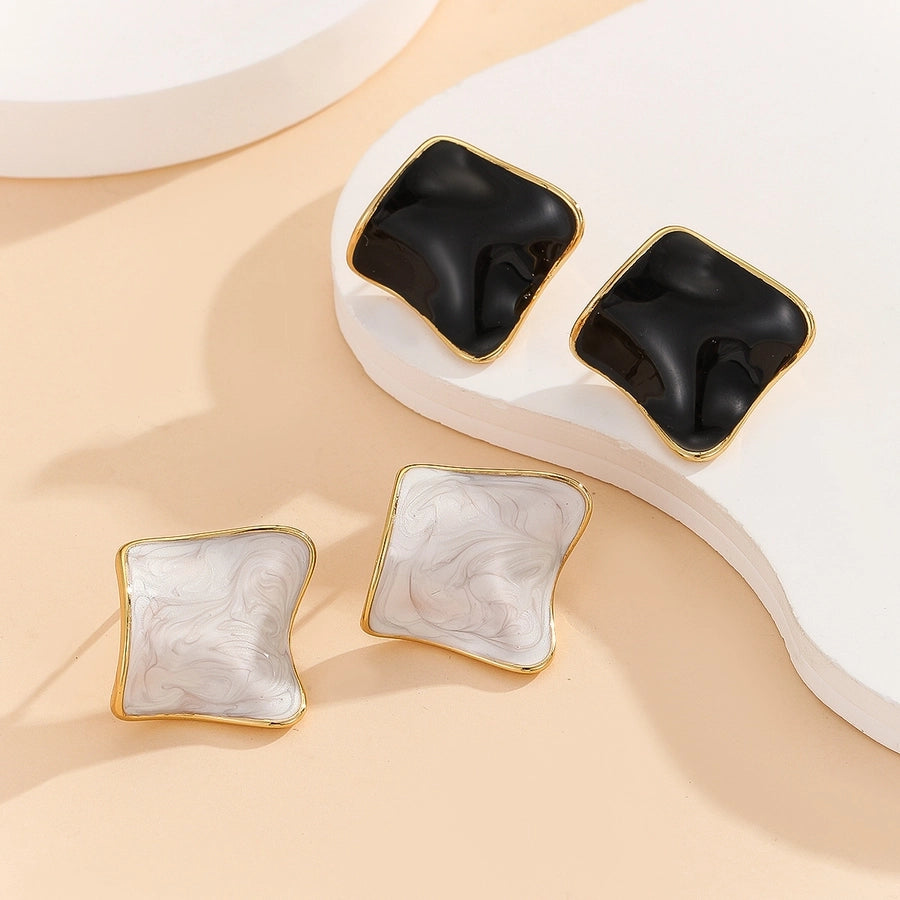 1 Pair Retro Commute Irregular Solid Color Irregular Enamel 304 Stainless Steel 18K Gold Plated Ear Studs