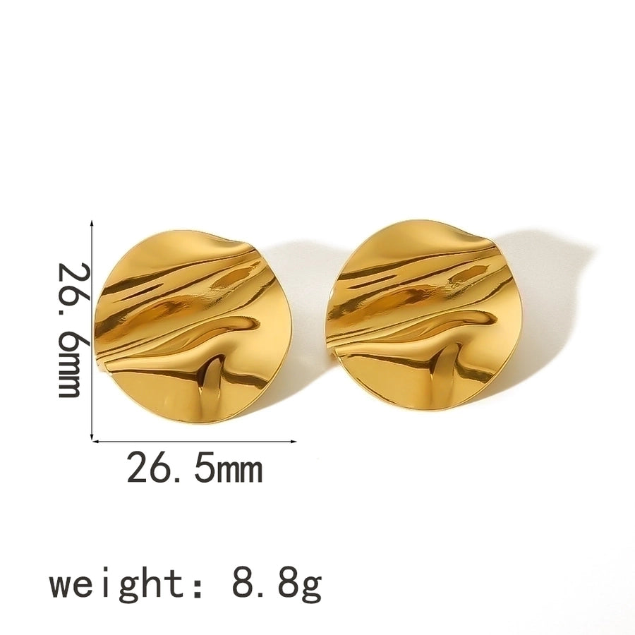 1 Pair Simple Style Quadrilateral Circle Heart Shape Polishing Plating 304 Stainless Steel 18K Gold Plated Ear Studs