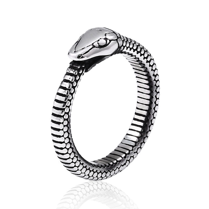 retro snake titanium steel polishing men's rings