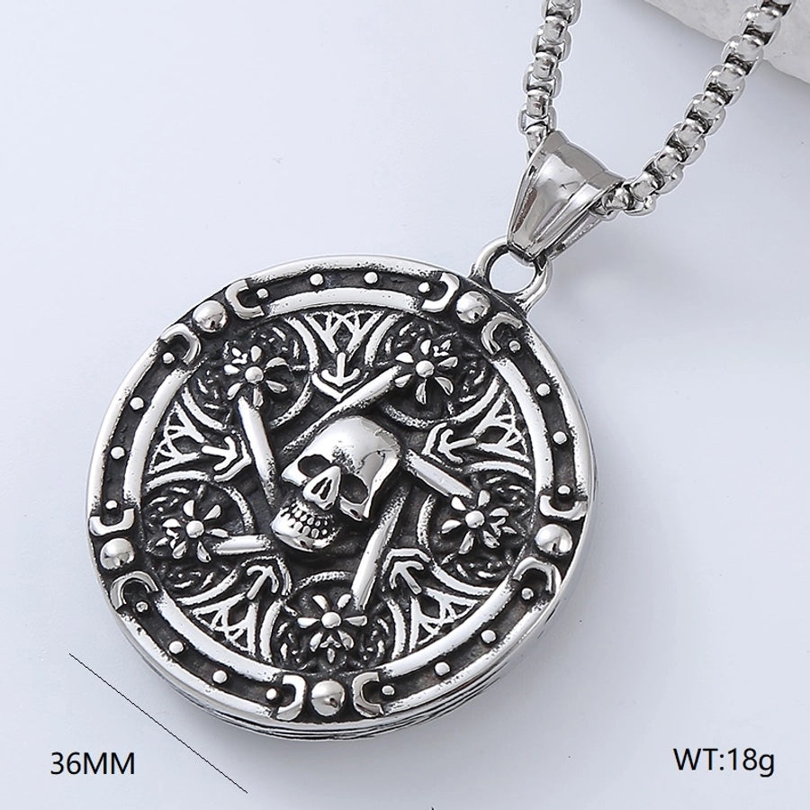 Punk Streetwear Cool Style Cross Devil'S Eye 304 Stainless Steel No Inlaid Men'S Pendant Necklace