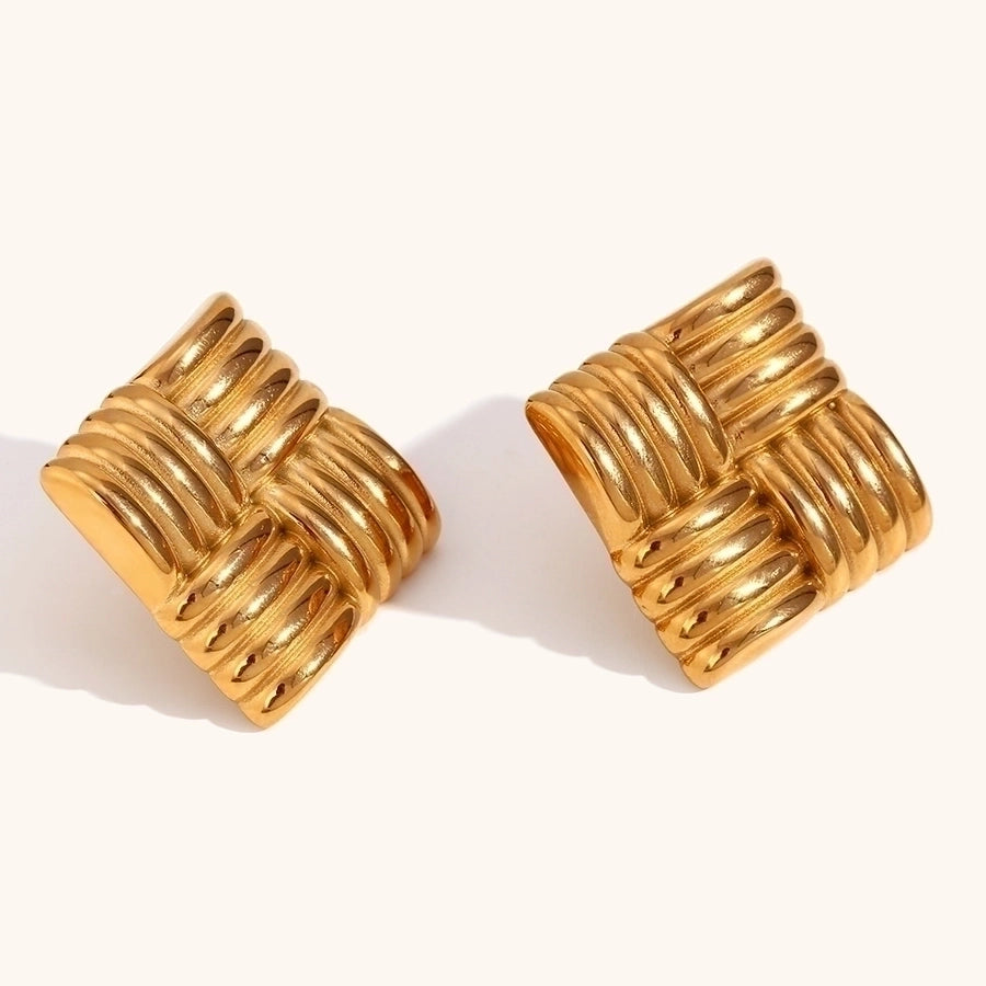 1 pair classic style solid color plating stainless steel 18k gold plated ear studs