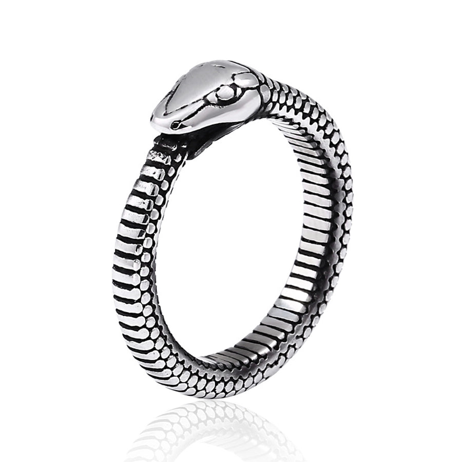 retro snake titanium steel polishing men's rings