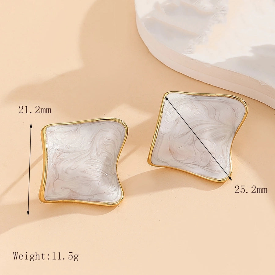 1 Pair Retro Commute Irregular Solid Color Irregular Enamel 304 Stainless Steel 18K Gold Plated Ear Studs