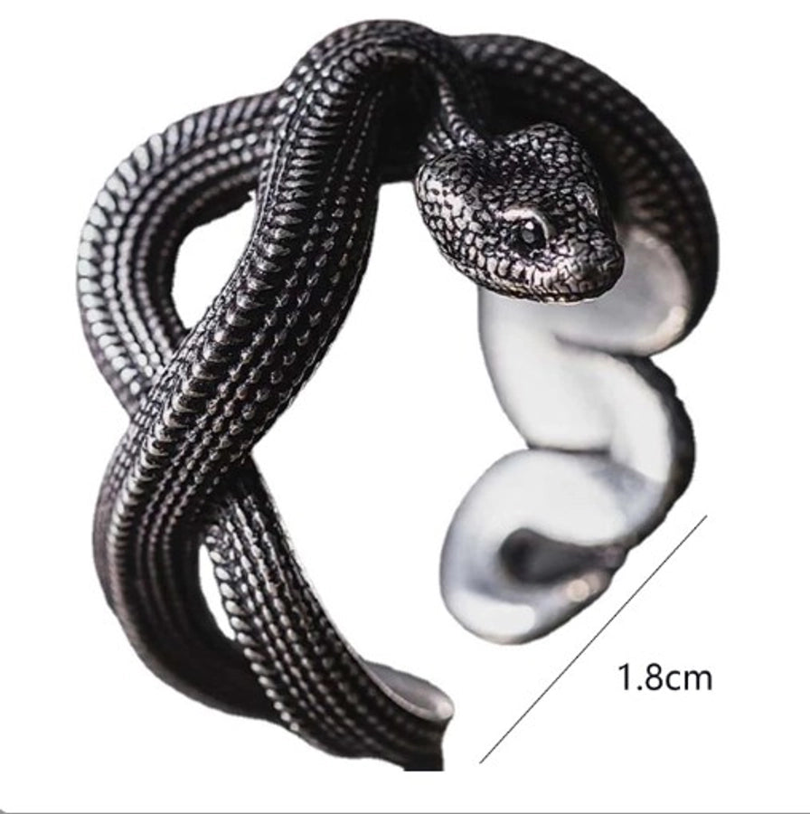 Retro Punk Snake Alloy Silver Plated Men's Open Rings