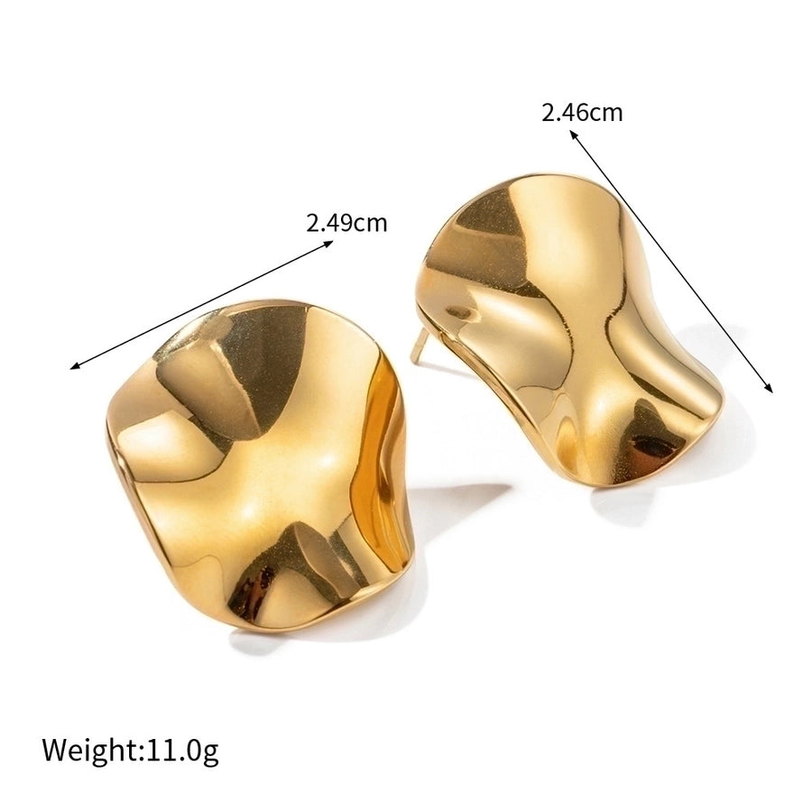 1 Pair Simple Style Quadrilateral Circle Heart Shape Polishing Plating 304 Stainless Steel 18K Gold Plated Ear Studs