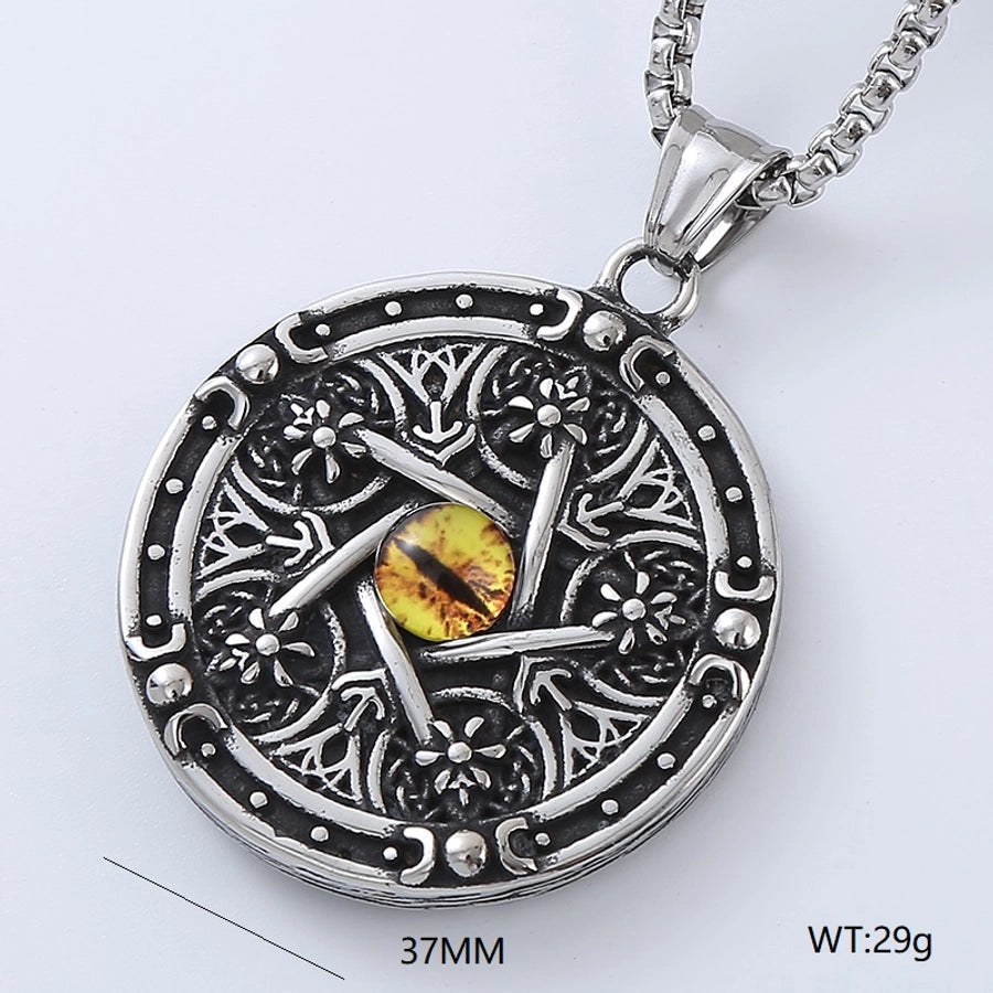 Punk Streetwear Cool Style Cross Devil'S Eye 304 Stainless Steel No Inlaid Men'S Pendant Necklace