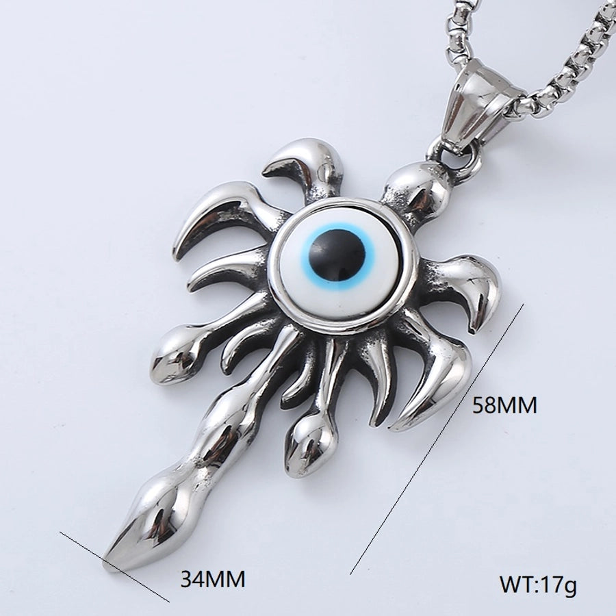 Punk Streetwear Cool Style Cross Devil'S Eye 304 Stainless Steel No Inlaid Men'S Pendant Necklace