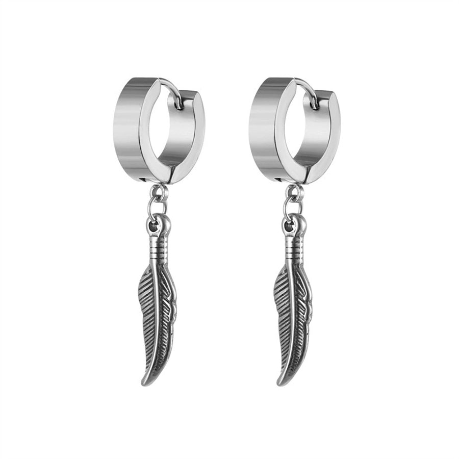 1 piece retro wings snake stainless steel plating hollow out drop earrings