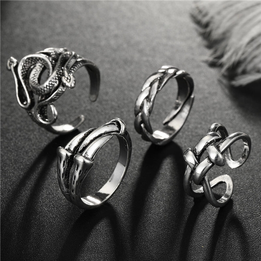 punk winding snake paw animal ring