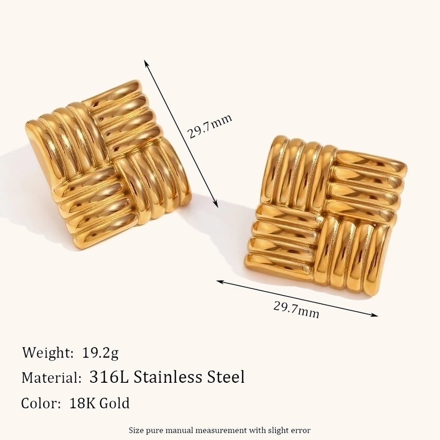 1 pair classic style solid color plating stainless steel 18k gold plated ear studs