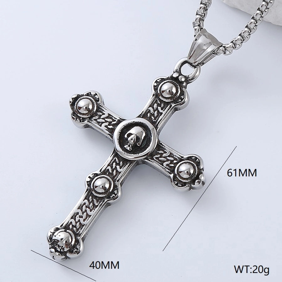 Punk Streetwear Cool Style Cross Devil'S Eye 304 Stainless Steel No Inlaid Men'S Pendant Necklace