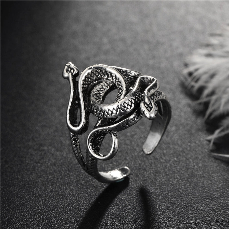 punk winding snake paw animal ring