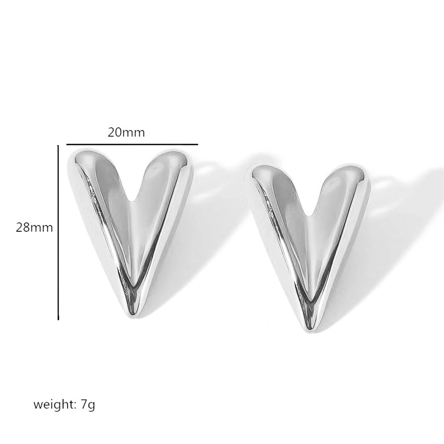 1 Pair Simple Style Quadrilateral Circle Heart Shape Polishing Plating 304 Stainless Steel 18K Gold Plated Ear Studs