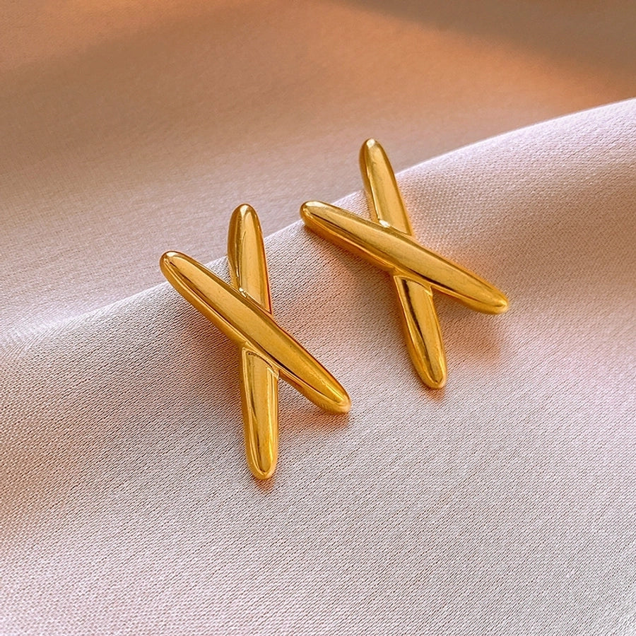 1 Pair Simple Style Commute letter 304 Stainless Steel 18K Gold Plated Ear Studs