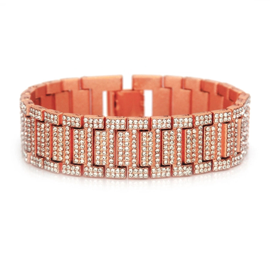 hip-hop solid color alloy inlay rhinestones men's bracelets