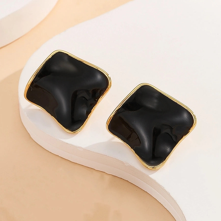 1 Pair Retro Commute Irregular Solid Color Irregular Enamel 304 Stainless Steel 18K Gold Plated Ear Studs