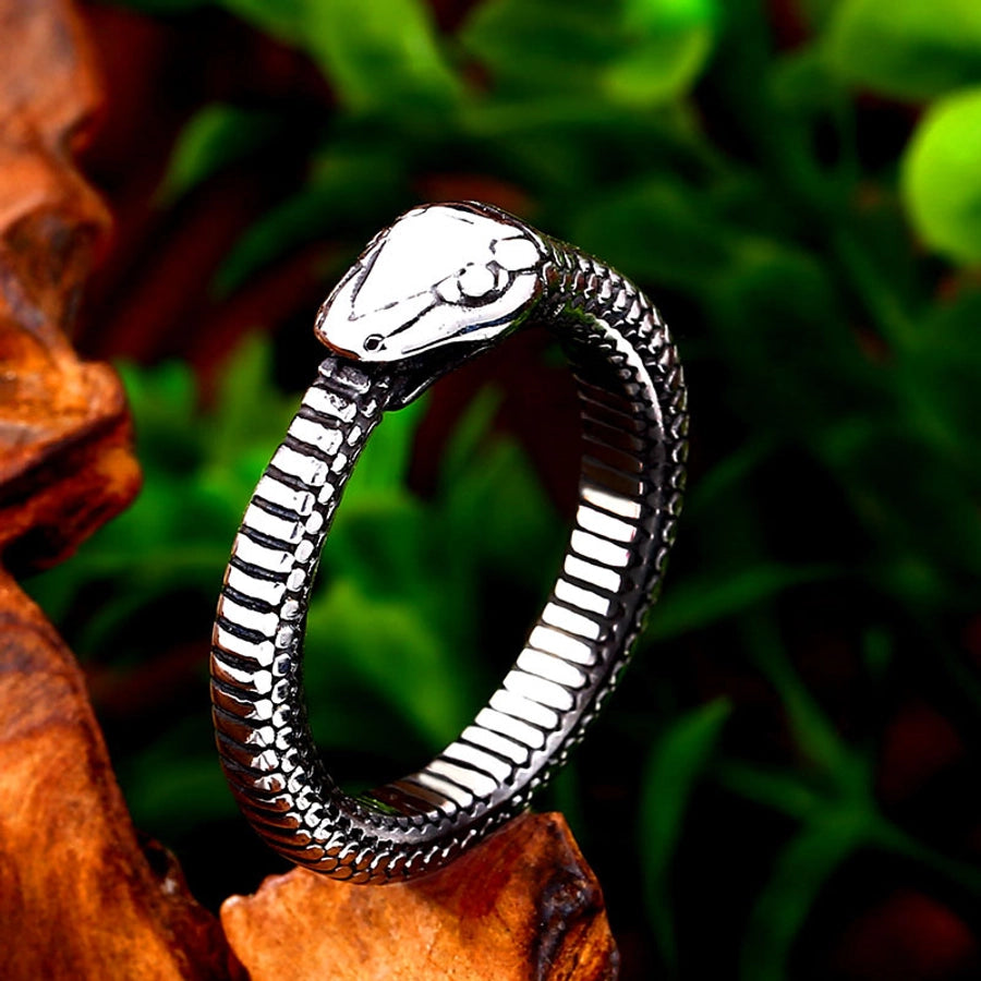 retro snake titanium steel polishing men's rings