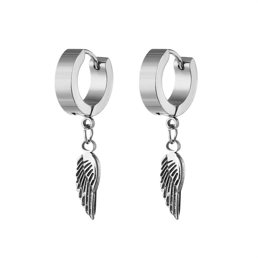 1 piece retro wings snake stainless steel plating hollow out drop earrings