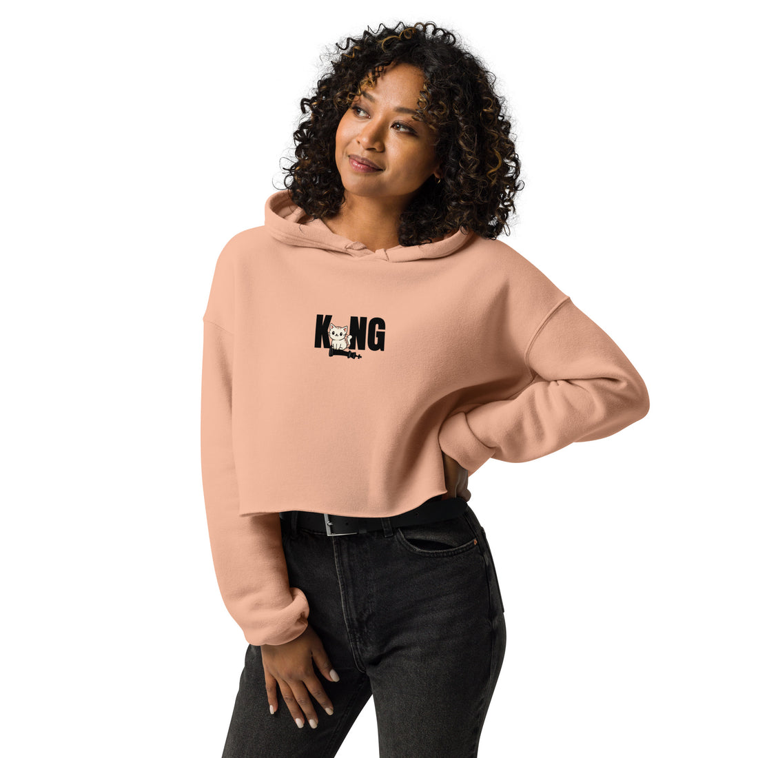 Cute King Crop Hoodie for Women