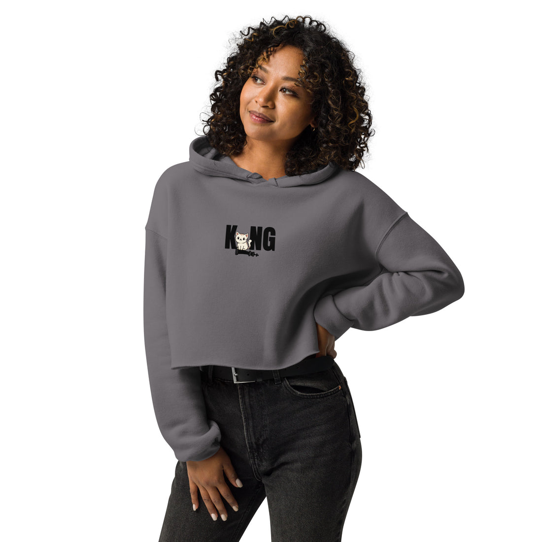 Cute King Crop Hoodie for Women