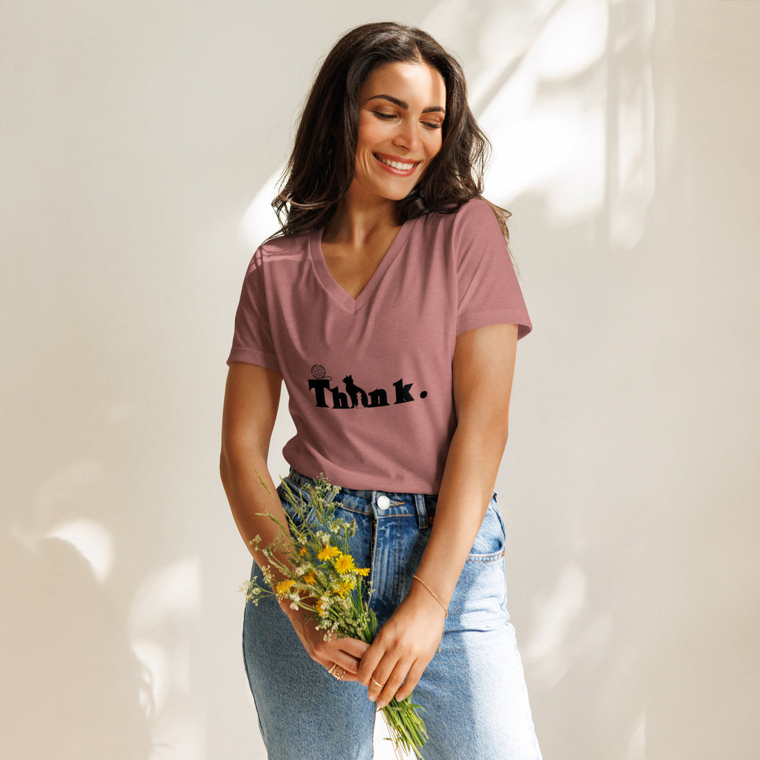 Think Cute Women’s relaxed v-neck t-shirt