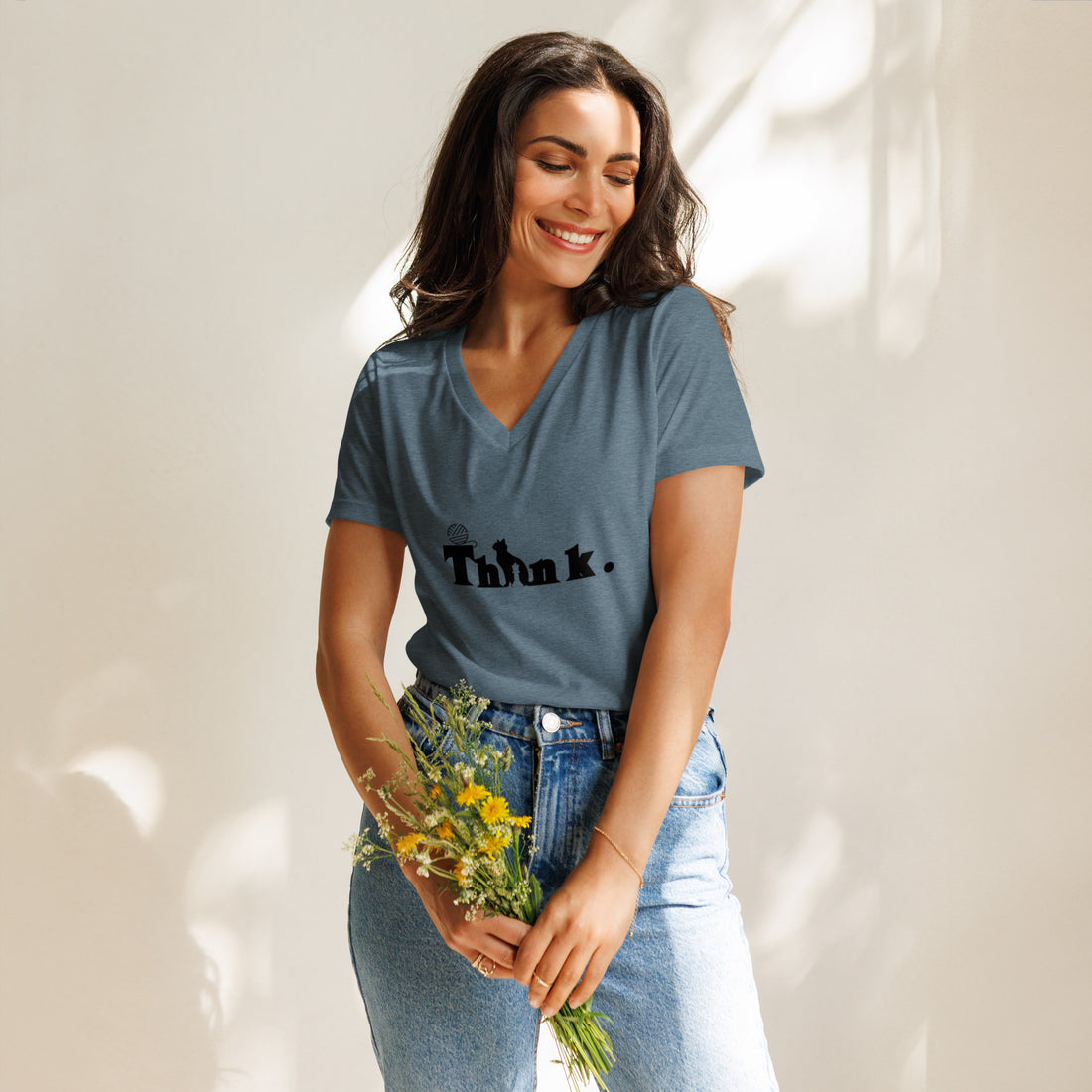 Think Cute Women’s relaxed v-neck t-shirt