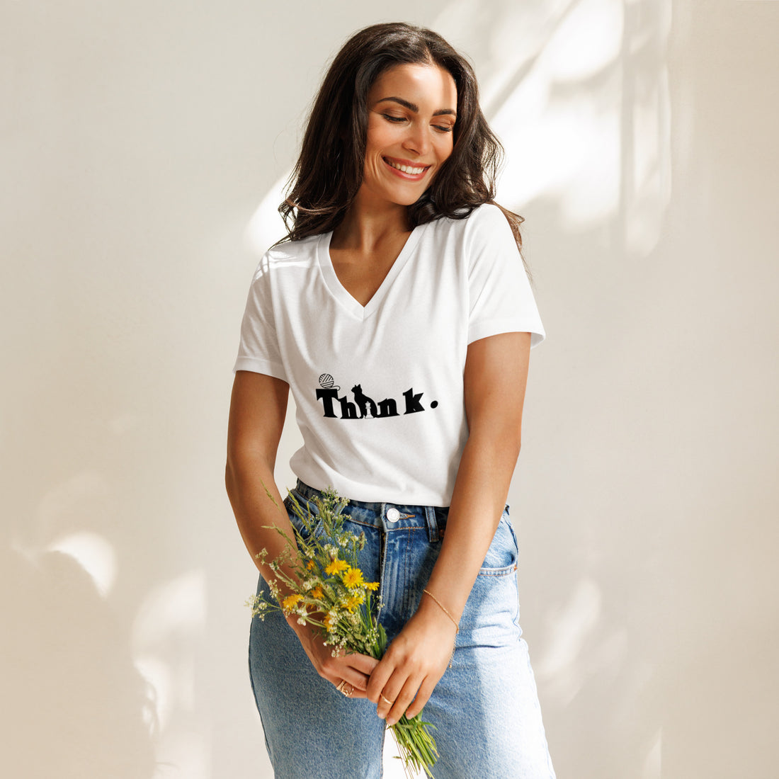 Think Cute Women’s relaxed v-neck t-shirt